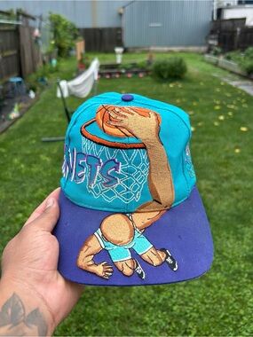 VTG Rare 90s Charlotte Hornets Drew Pearson Slam Dunk Snapback One Size Fits All
